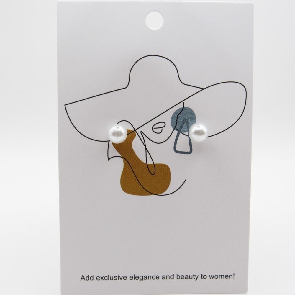 Faux Pearl Stud Earrings - 1/2 cm